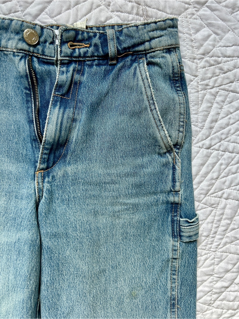Zara Women’s High Waisted Carpenter Straight Leg Jeans - Picture 3 of 4